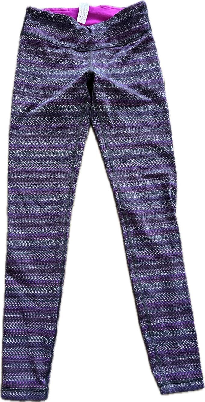 Ivivva‎ by Lululemon Girls Leggings Pink Stripe 10 Skinny Purple Athletic